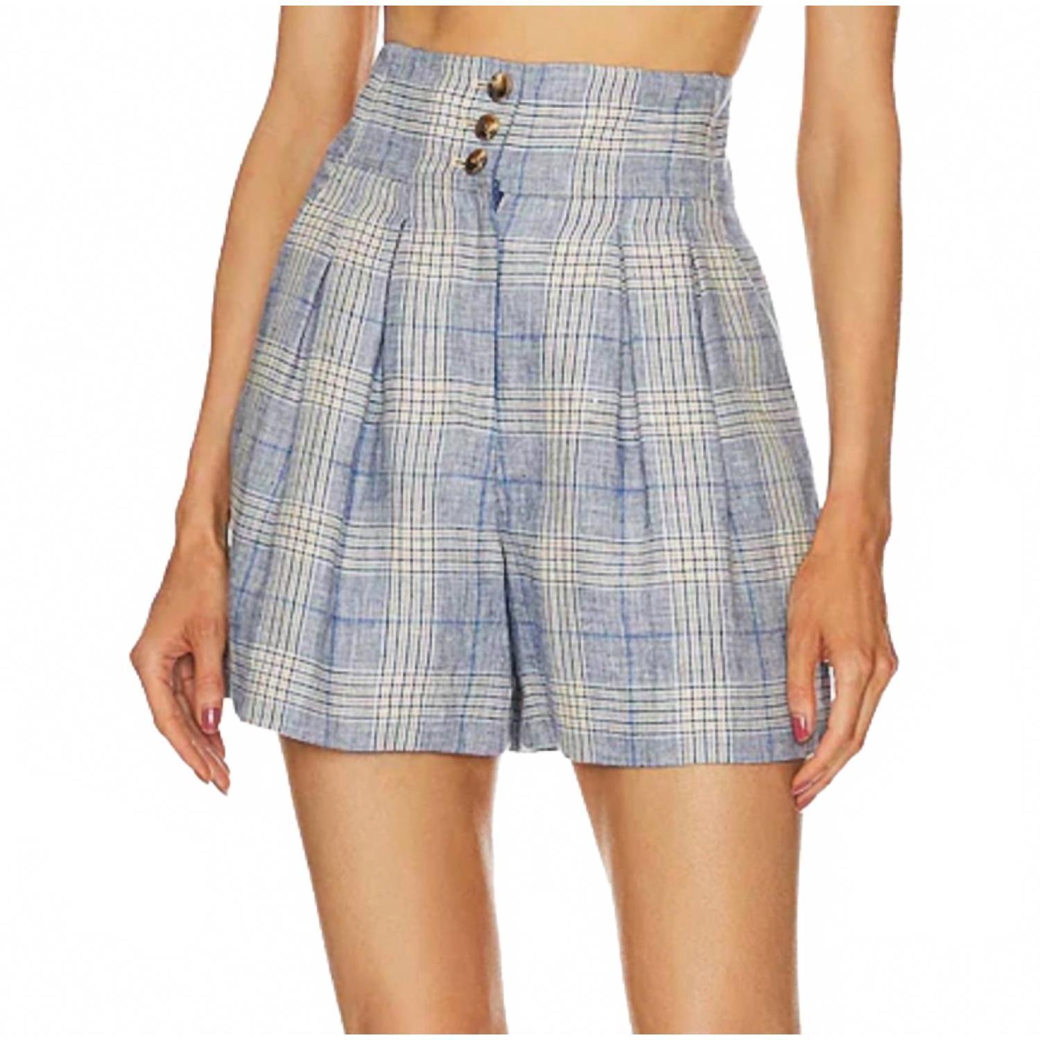 New Veronica Beard Alicia Linen Short In Blue Multi